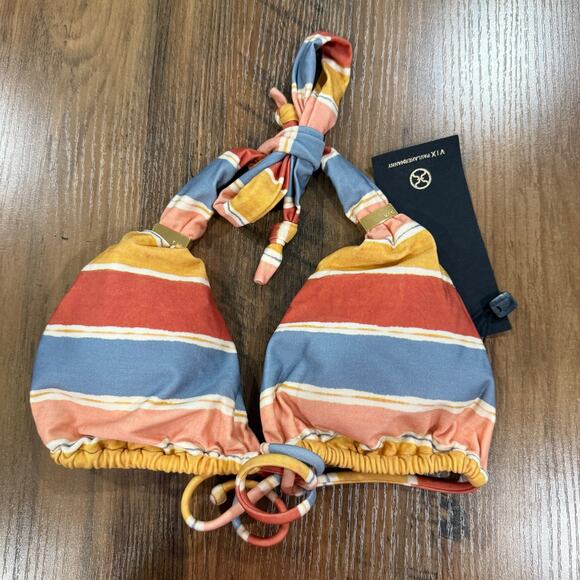 VIX PAULA HERMANNY Guadalupe Striped Triangle Bikini Top Small - Picture 2 of 5
